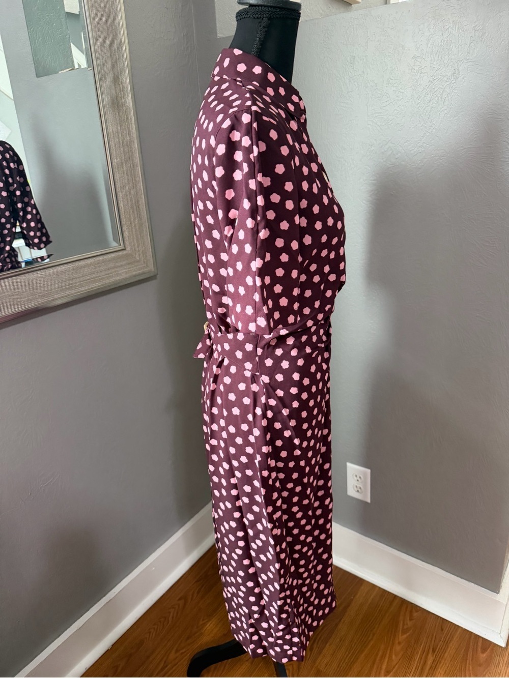 NWOT Kate Spade Mission Fig Cloud Dot Button Front Ruched MIDI Dress Cottagecore - Picture 5 of 8